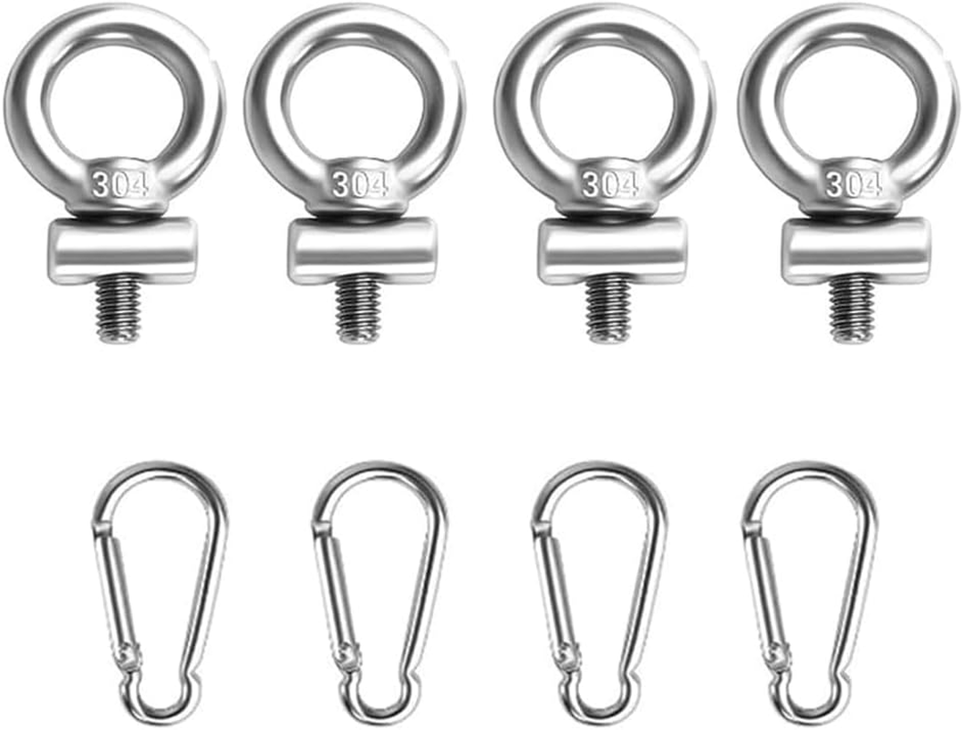 4Pcs Awning Rail Stoppers Rail Track Screws,6Mm Stainless Steel Awning Piping Stoppers with Carabiners, Secure RV Caravan Motorhome Campervan Tent Awnings Accessories