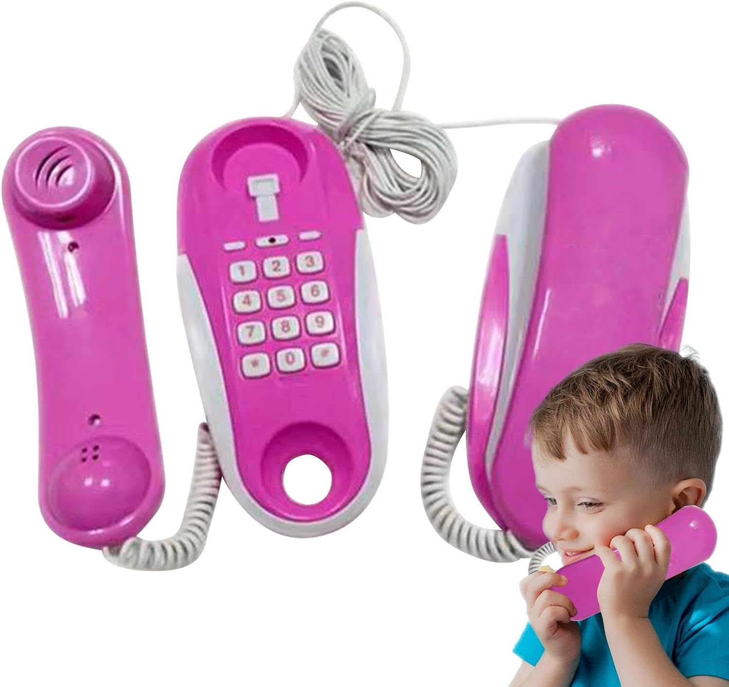 Kids Phone - Phone for Kids | Pretend Telephone with Real Ring Sounds, Intercom Toy with 23Ft Phone , Toys for Developing Communication (7.48X2.36X2.76 Inche) image number 4