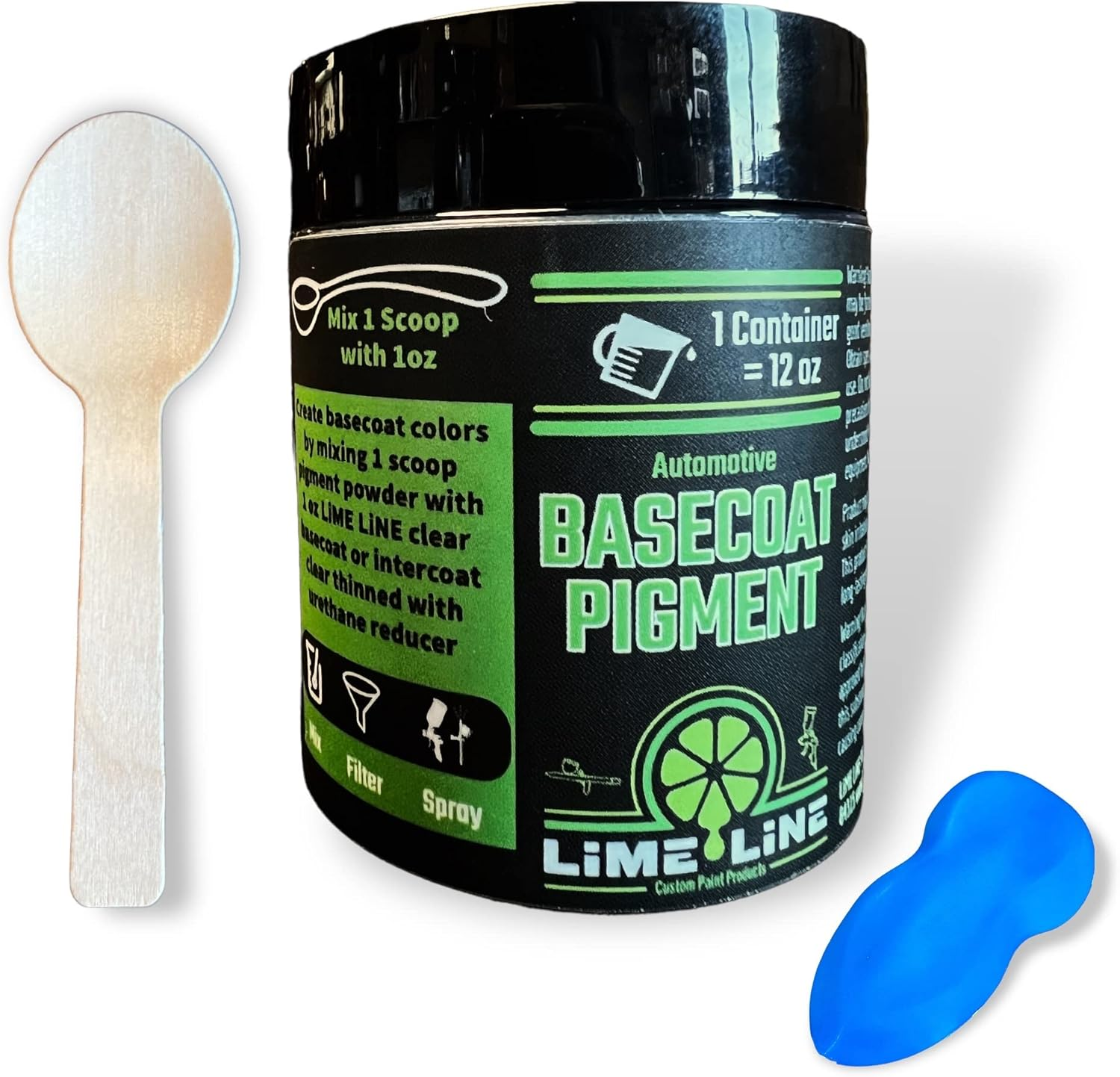 Lime Line Base Coat Maker Pigment Powder, Automotive Grade, Basecoat (Yellow Glow in the Dark)