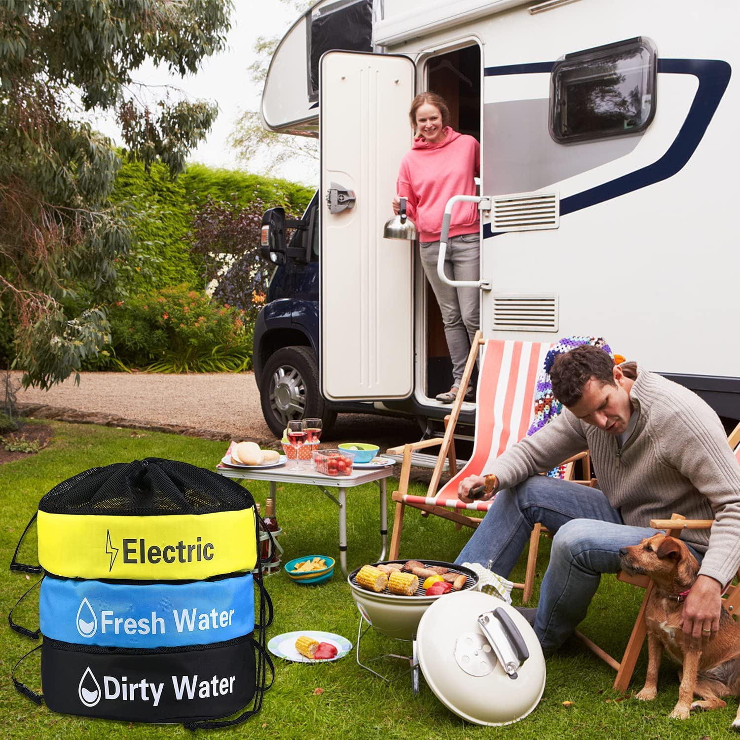 3-Pack Waterproof RV Hose Storage Bags, 18In Sewer Hose Organizer RV Accessories Storage Bag, Utility Bag for Fresh/Black Water Hoses Electrical Cords, Camper Tools Accessory image number 6