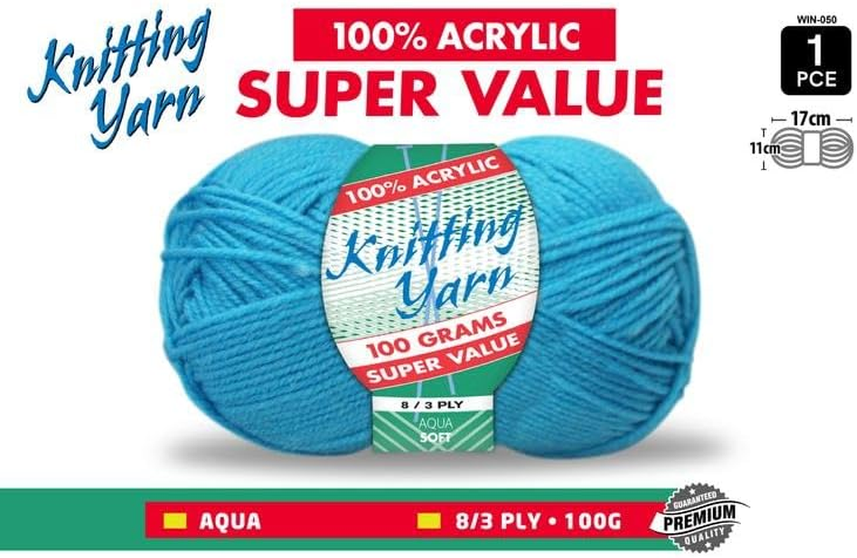 Yatsal 100% Acrylic 8-Ply Knitting Yarn 100 G, Aqua