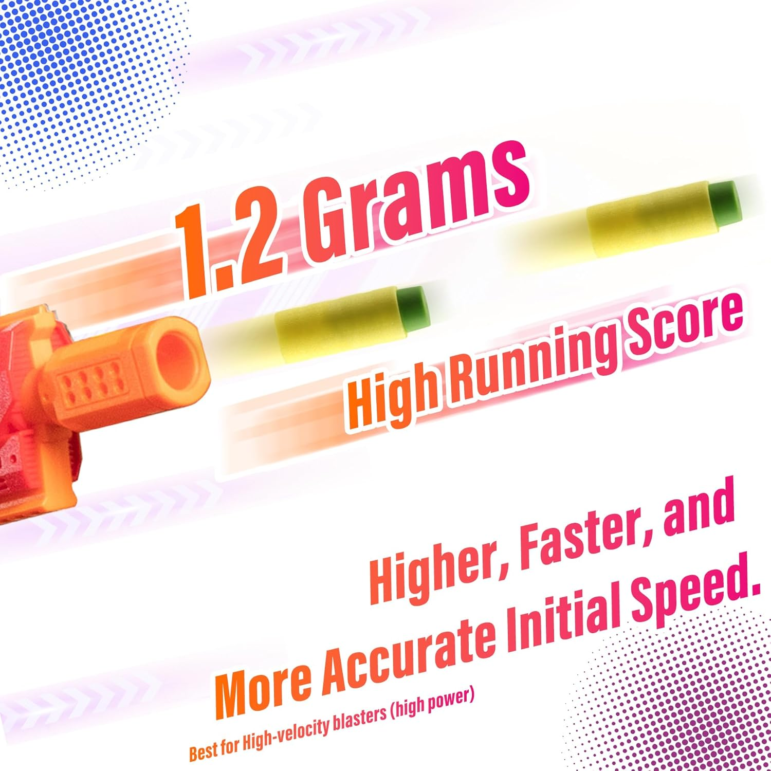 EKIND Foam Soft Darts, 50 Rounds of Highly Accurate Half-Length Soft Darts, Compatible for NERF Pro Stryfe X and Dart Zone Pro Short (Yellow)