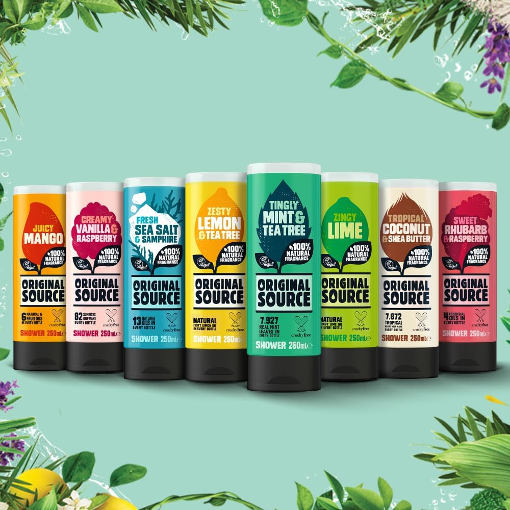 Original Source Sea Salt and Samphire Vegan Shower Gel, 100 Percent Natural Fragrance, Vegan, Cruelty Free, Paraben Free, Bulk Buy, Pack of 6 X 250 Ml image number 2