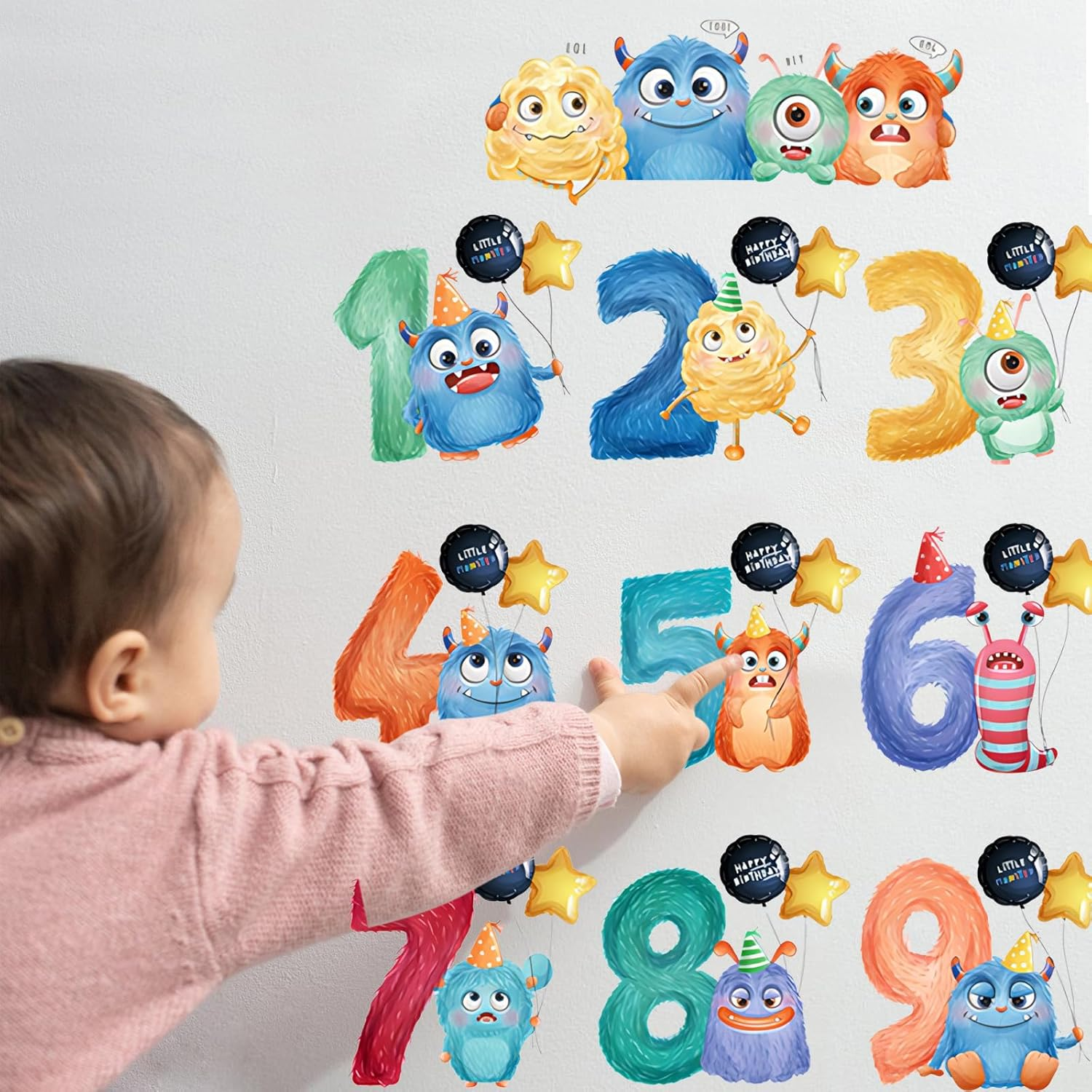 Number Wall Stickers 3D Wallpaper Stickers for Kids,Diy Creative Wall Decals Stickers Children Bedroom Living Room Nursery Background Wall Decor Removable Glass Sticker image number 3