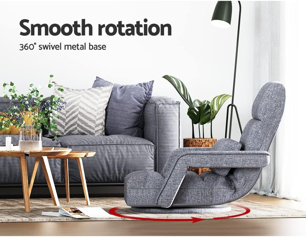 Artiss Floor Chair Sofa, Single Adjustable Futon Couch Cushion Floor Cushions Lounge Recliner Chair Lounger Office Outdoor Indoor Living Room Bedroom Furniture, Foldable Soft 150Kg Capacity Grey image number 1