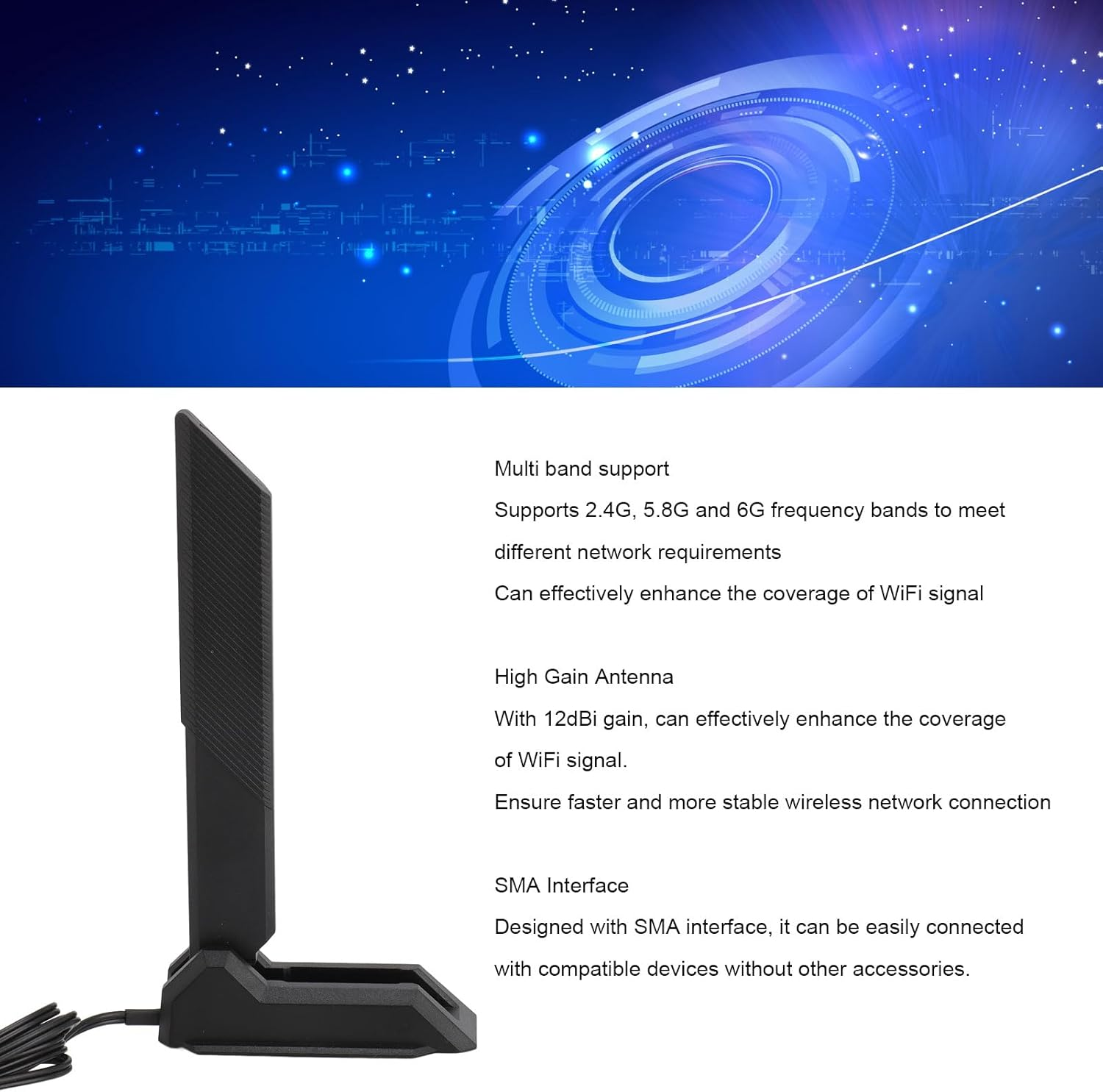 Eternal Wifi Antenna, Tri Band High Gain 12Dbi Magnetic SMA Extension Antenna, Wide Coverage for Routers, Wireless Cards