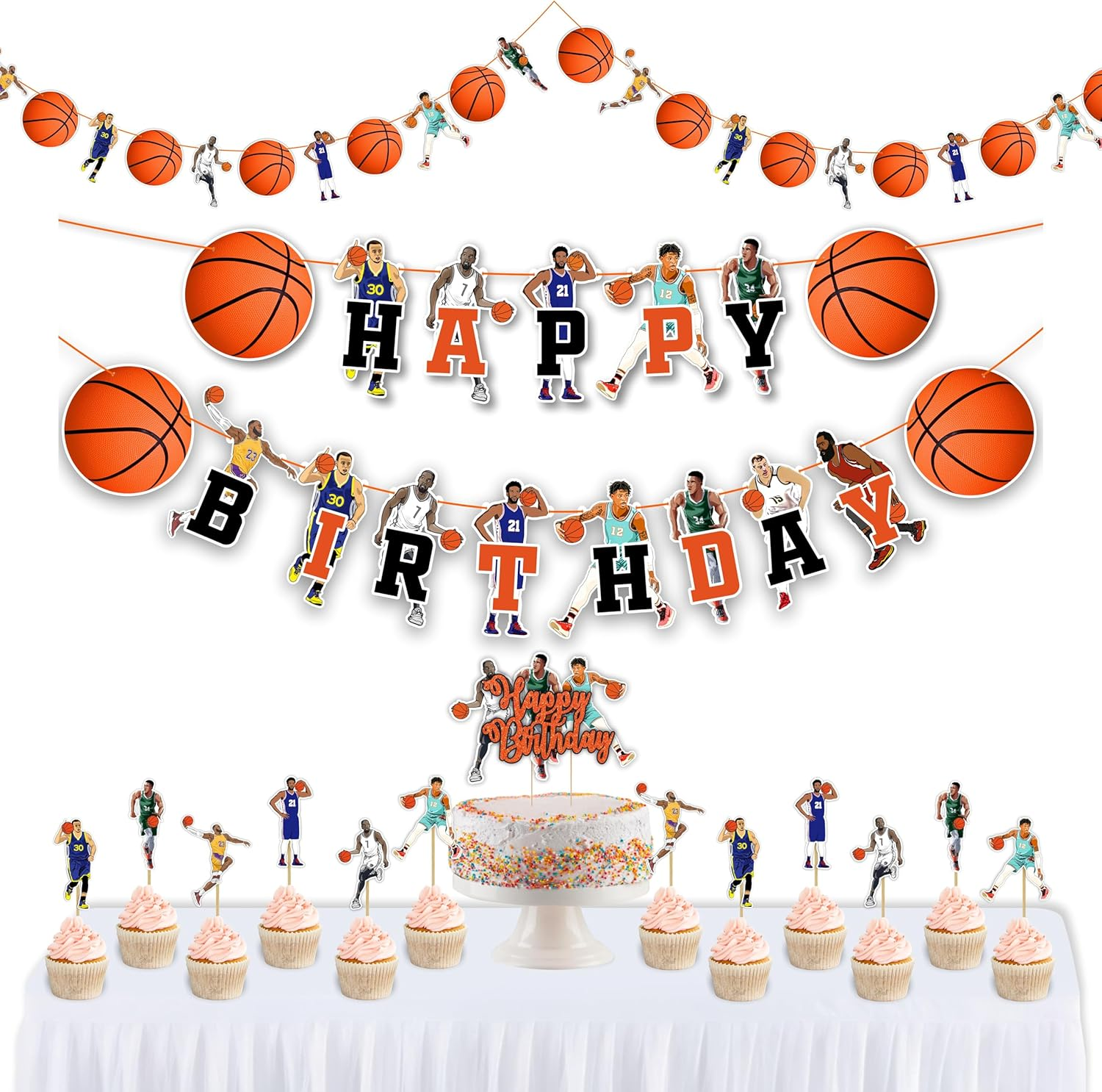Basketball Theme Birthday Party Supplies &ndash; Sports Party Decorations for Kids, Basketball Cake Toppers, Balloons, Plates & More for Basketball Fans