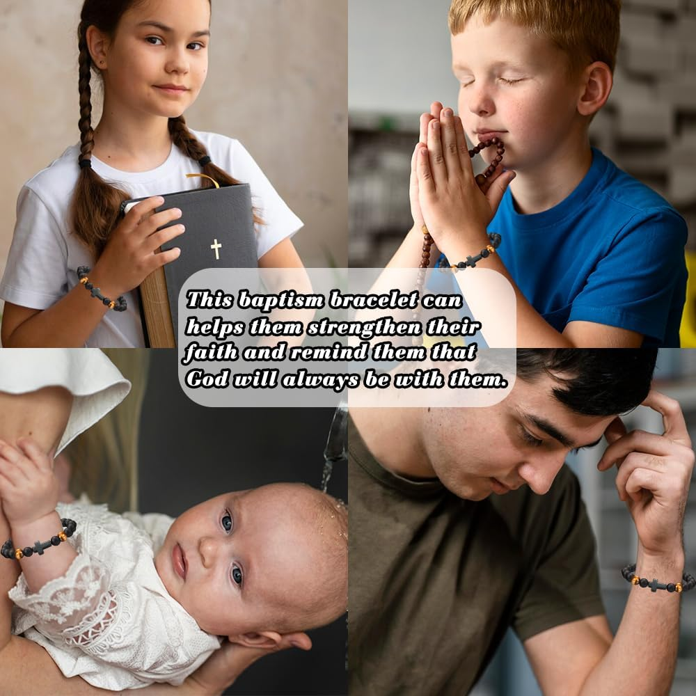 Braided Rope Cross Christian Bracelet, Baptism Gift for Boys & Girls, Christening, First Holy Communion, Adjustable Size (6-13 Inches), Unisex - Style2 image number 3