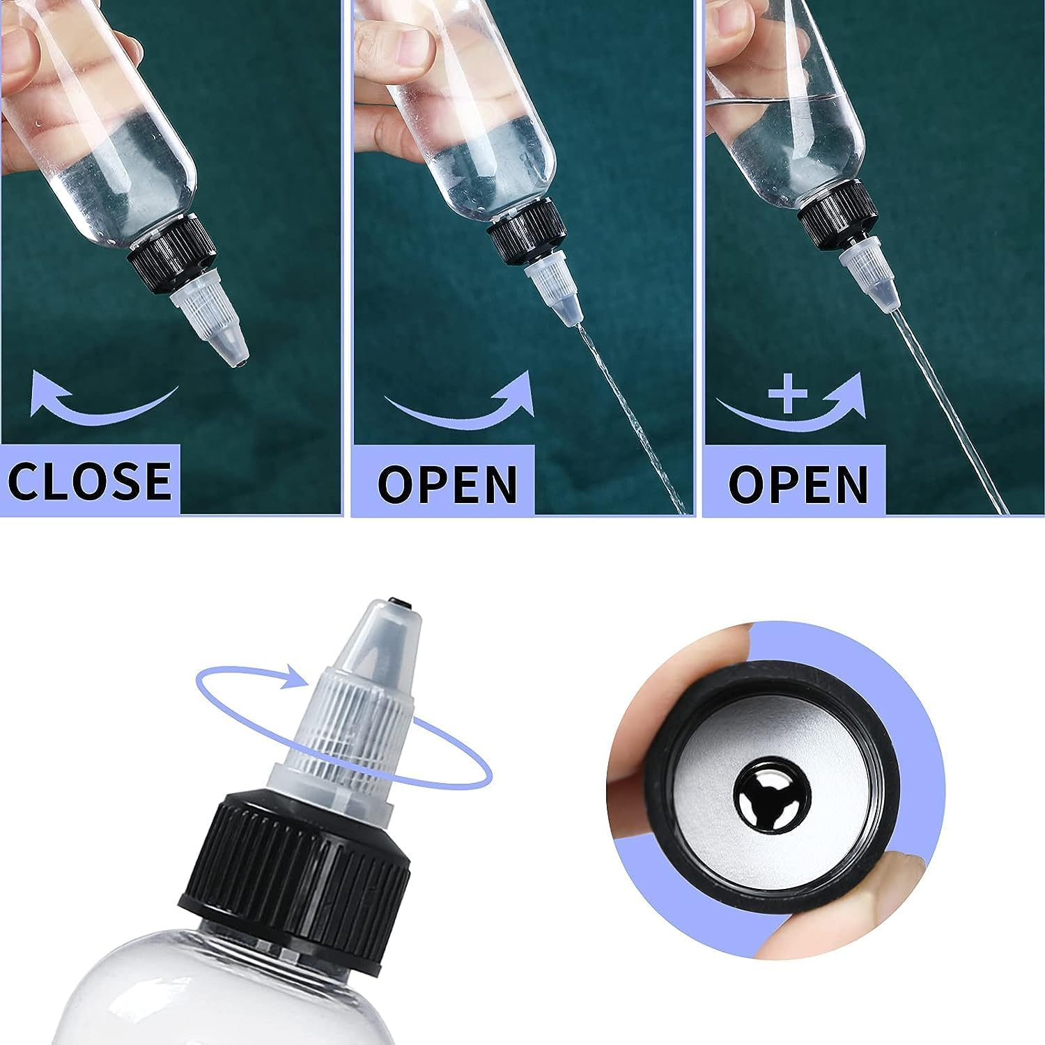 Empty Squeeze Dropper Bottles, 10 Plastic Squeeze Bottles, Clear Dispensing Bottles, Empty Plastic Squeeze Bottles for Ink Liquid, 30Ml image number 4