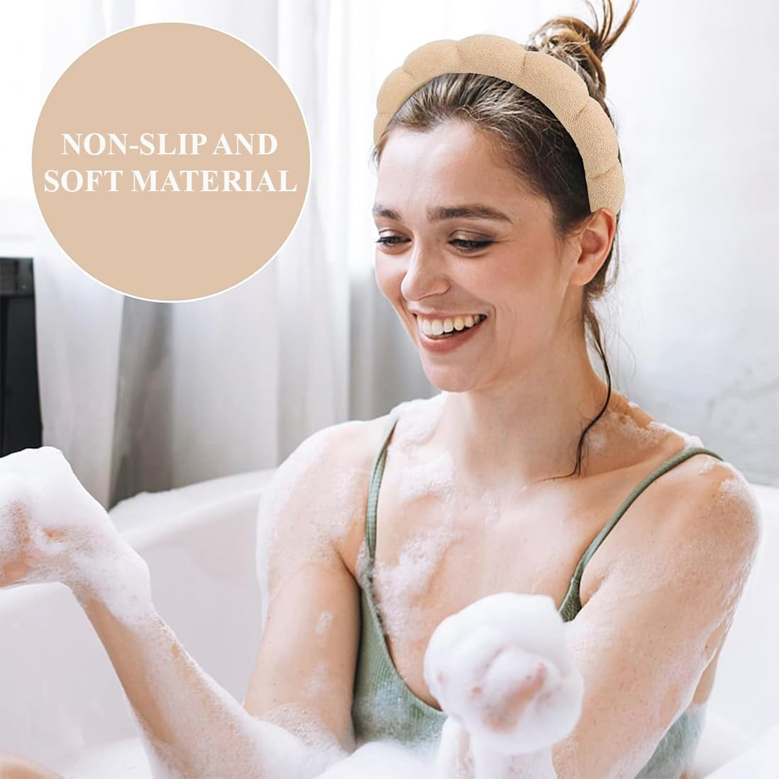 GGUFAY Spa Headband for Washing Face Wristband Set Sponge Soft Terry Cloth Makeup Skin Care Non-Slip Headband for Women image number 1