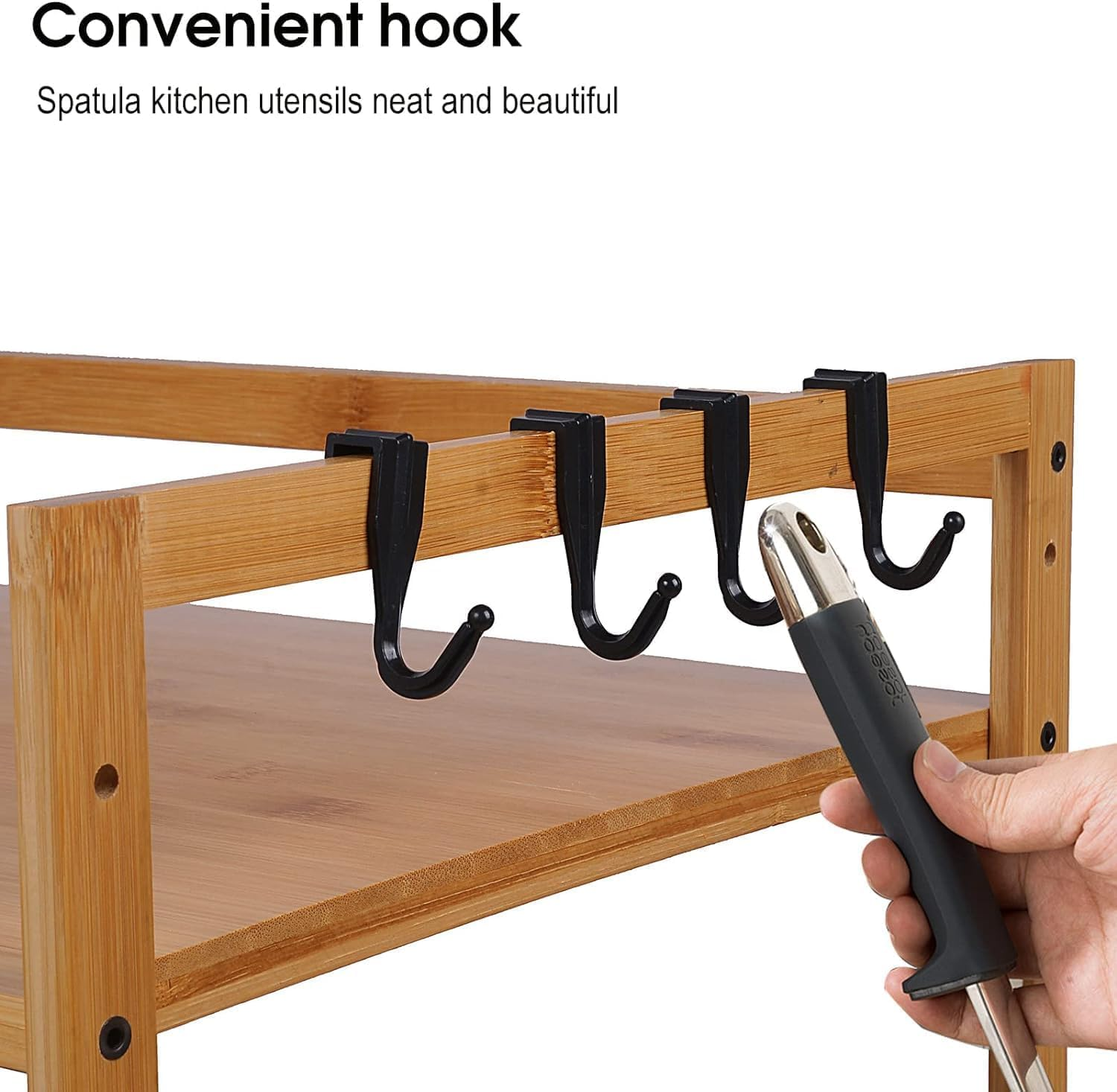 Kapeicamper Microwave Oven Shelf Countertop, Bakers Rack 2 Tier Bamboo Microwave Stand, Utensils Tableware Storage Kitchen Counter Rack, Multipurpose Kitchen Storage Rack Cart