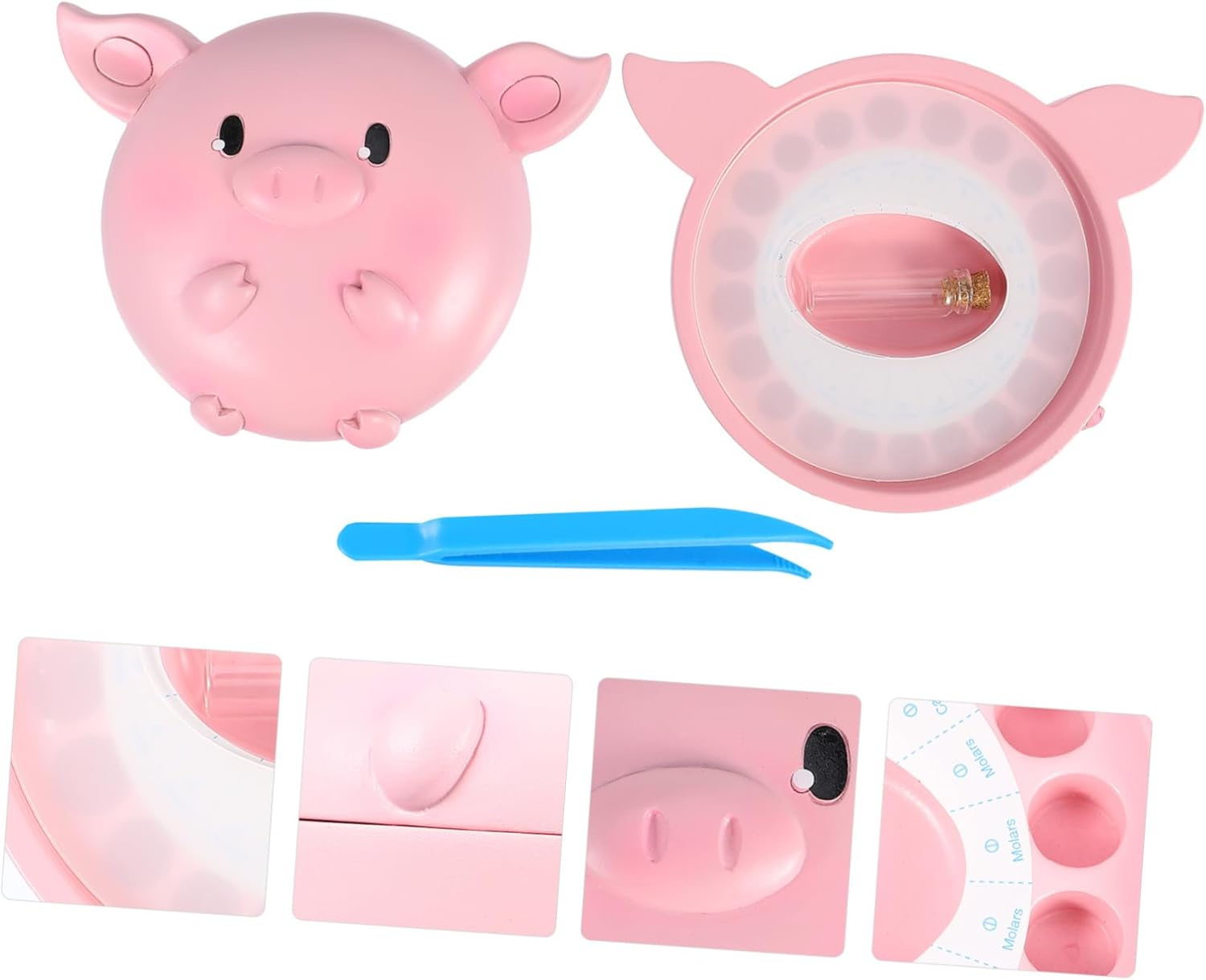 FRCOLOR Creative Baby Tooth Storage Box Deciduous Tooth Organizer for Children Cute Pig Design image number 4