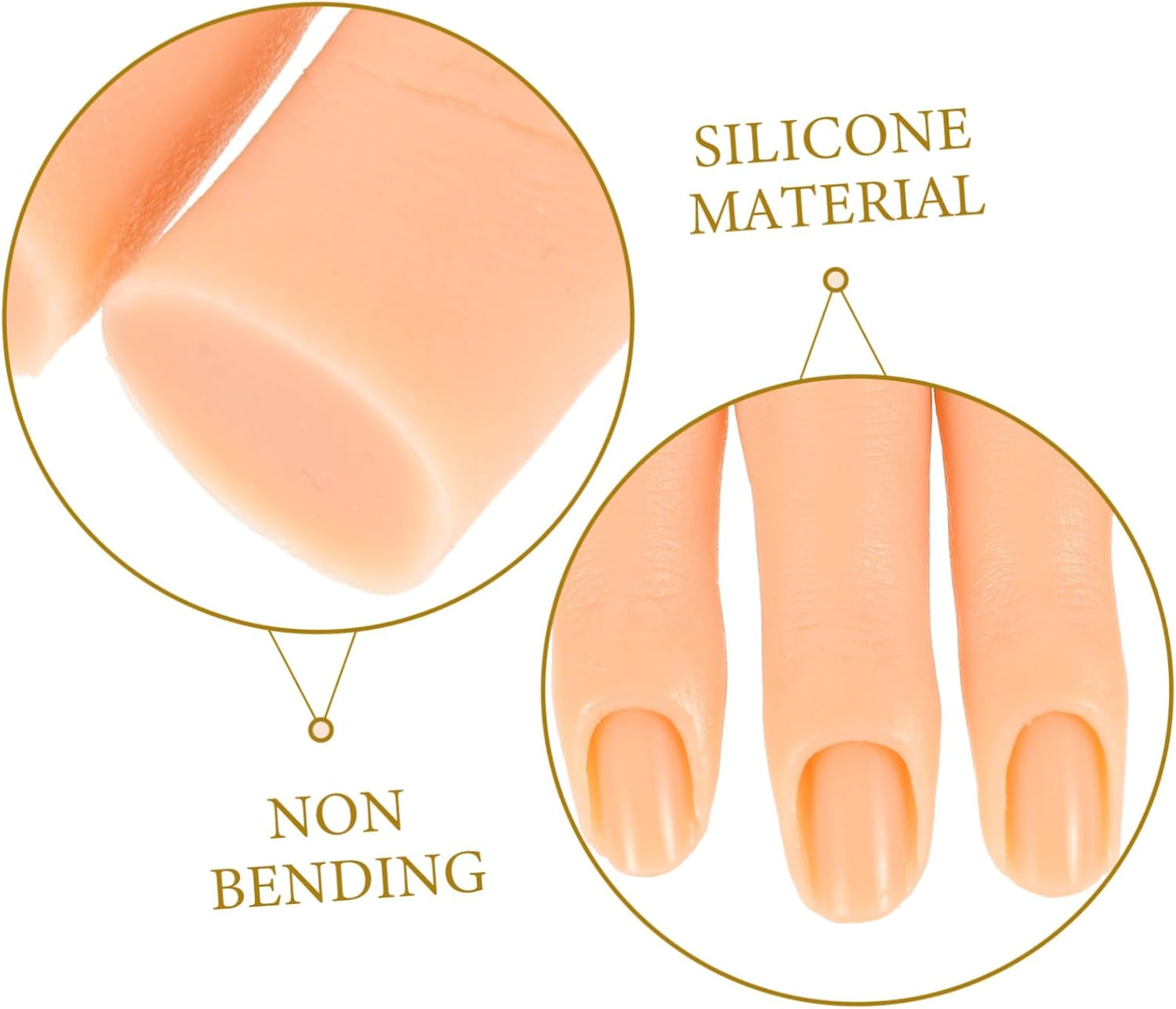 Ipetboom 5Pcs Nail Art Practice Fingers Silicone Fake Nails Movable Hand Model for Professionals image number 5