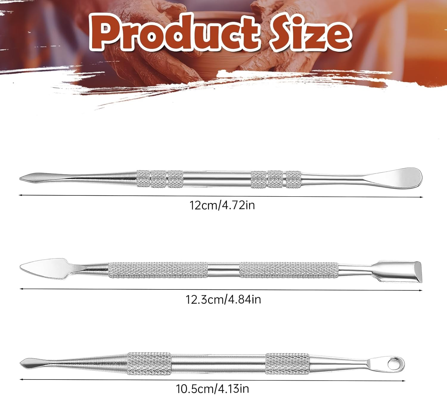Wax Carving Tools Set, Stainless Steel Clay Sculpting Tools Double-Ended Pottery Carving Tools Wax Modeling Tools Dental Carvers Tools Wax Accessories Modeling Sculpting and Shaping(3 Styles) image number 4