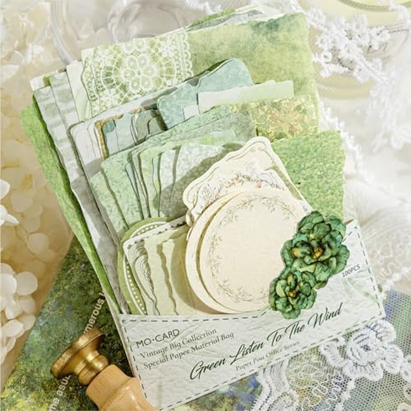 Alideco 400Pcs Scrapbook Paper Vintage Basic and Versatile Scrapbooking Paper for Journaling Supplies, Decorative Craft for Junk Journals (Zhijianyouju) image number 1