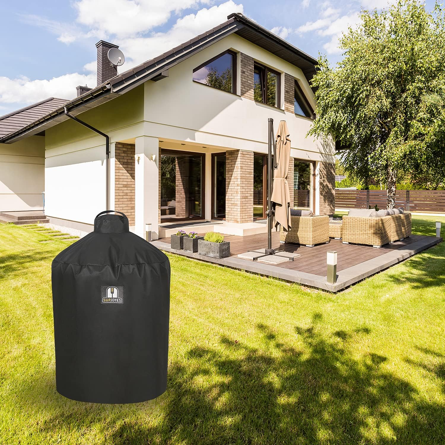 SUPJOYES Cover for Large Big Green Egg, Grill Accessories for Large Big Green Egg, Heavy Duty Waterproof Grill Covers image number 6