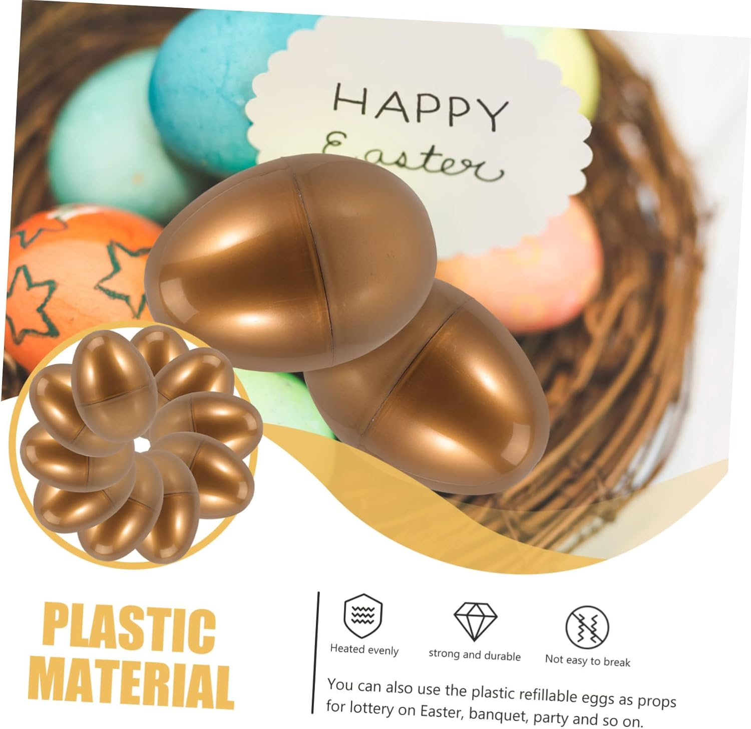 JOINPAYA 10Pcs Easter Eggs Fillable Egg Easter Egg Shell Eggs Decorations Easter Egg Shaped Fillable Easter Egg Candy Boxes Clear Ornaments Bulk Toys Wrapping Plastic image number 1