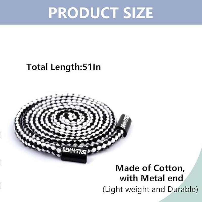 2Pcs Cotton Drawstring Cord Replacement Drawstrings for Sweatpants and Shorts Universal Drawstring Hoodies Premium Hoodie String Replacement with Easy Metal Threader (Black+White) image number 1
