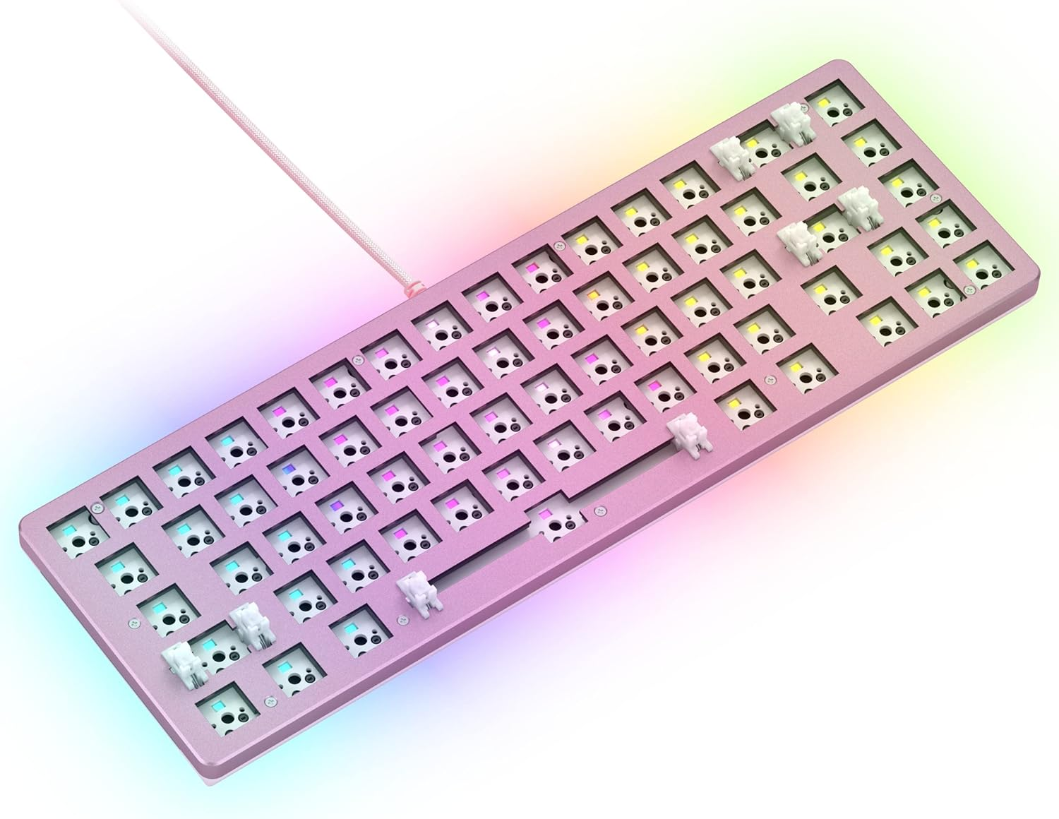Glorious Gaming GMMK 2 Compact 65% Barebones (Frame Only) - Mechanical Gaming Keyboard Frame, Compact TKL Size (65%), Aluminium, Customisable, per Key RGB, American/Ansi Layout - White image number 3