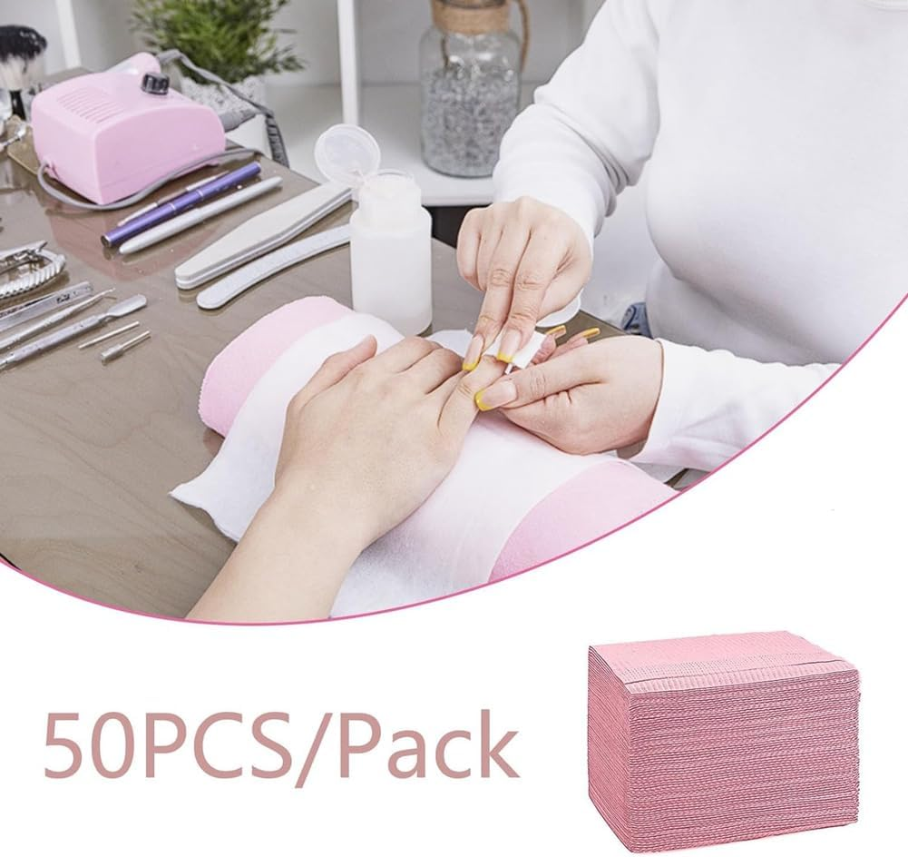 Xelea 125PCS Disposable Nail Art Table Towels Mat 13 X 17Inch Waterproof Nail Art Mat Paper Sheet Clean Pads Tattooing Pink image number 4