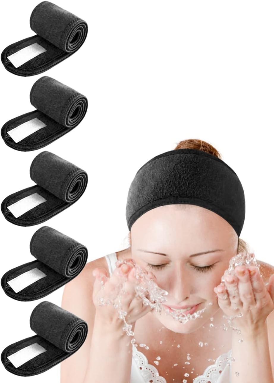 Spa Headband Hair Wrap EURICA Sweat Headband Head Wrap Hair Towel Wrap Non-Slip Stretchable Washable Makeup Headband for Face Wash Facial Treatment Sport Pack of 6 Fits All White