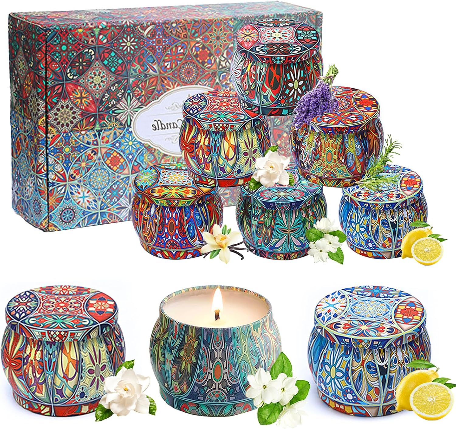 Oolong 6 Pack Scented Candles, 125G X 6 Pure Natural Soy Wax Portable Travel,Women'S Stress Relief Gift, Suitable for Christmas Birthday image number 6