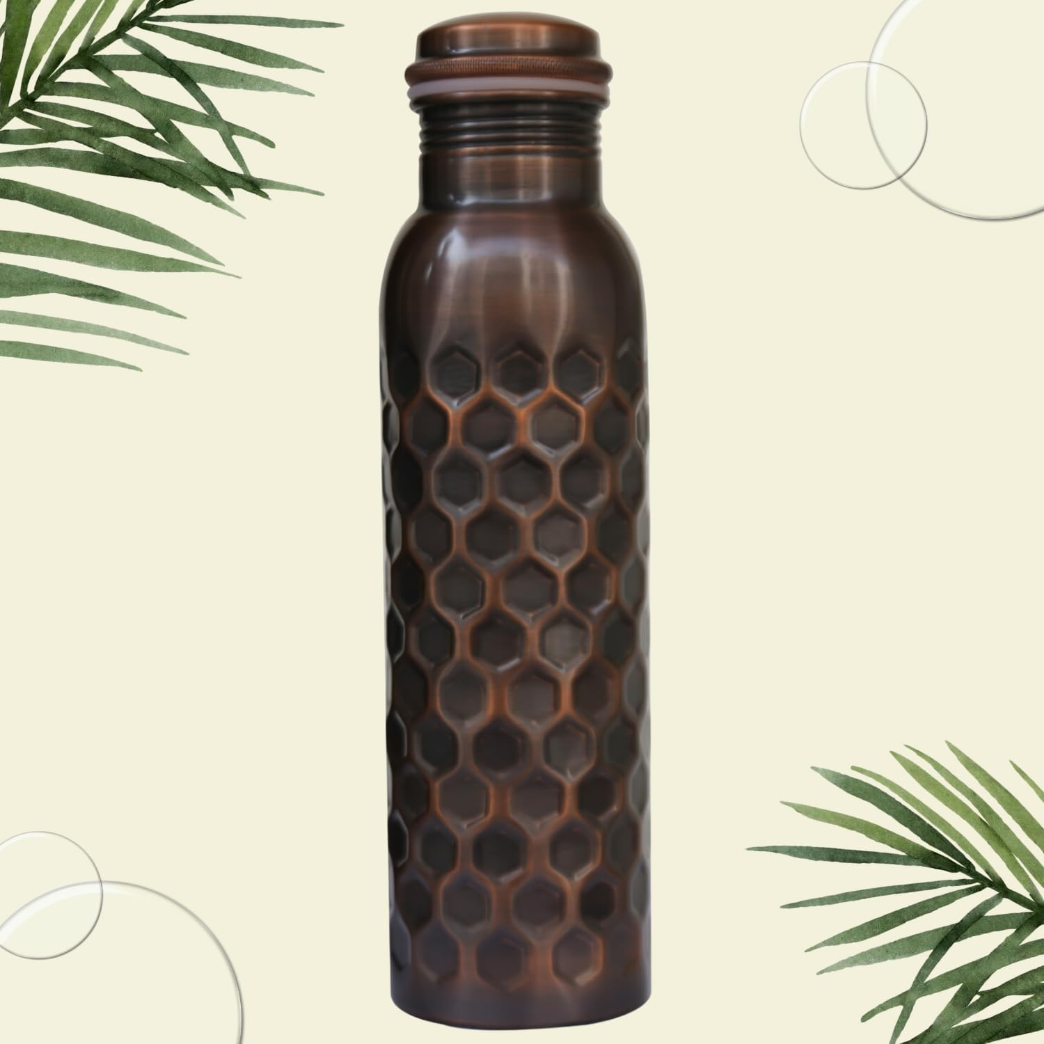 HYGGE 34 Oz Pure Copper Water Bottle &ndash; Ayurvedic Copper Vessel &ndash; Leak-Proof, Antique Hammered Design &ndash; Promote Health & Hydration &ndash; Eco-Friendly Drinkware