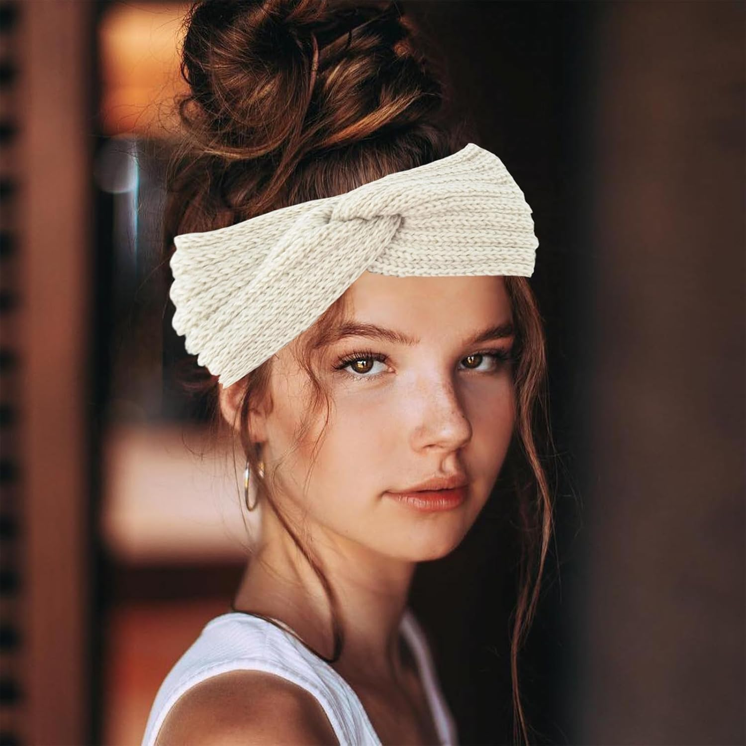 Pack of 3 Women'S Winter Headbands, Girls, Hair Band, Girls' Elastic Crochet Fleece, Warm Headband for Outdoor Sports (Black, Pink, Beige) image number 4