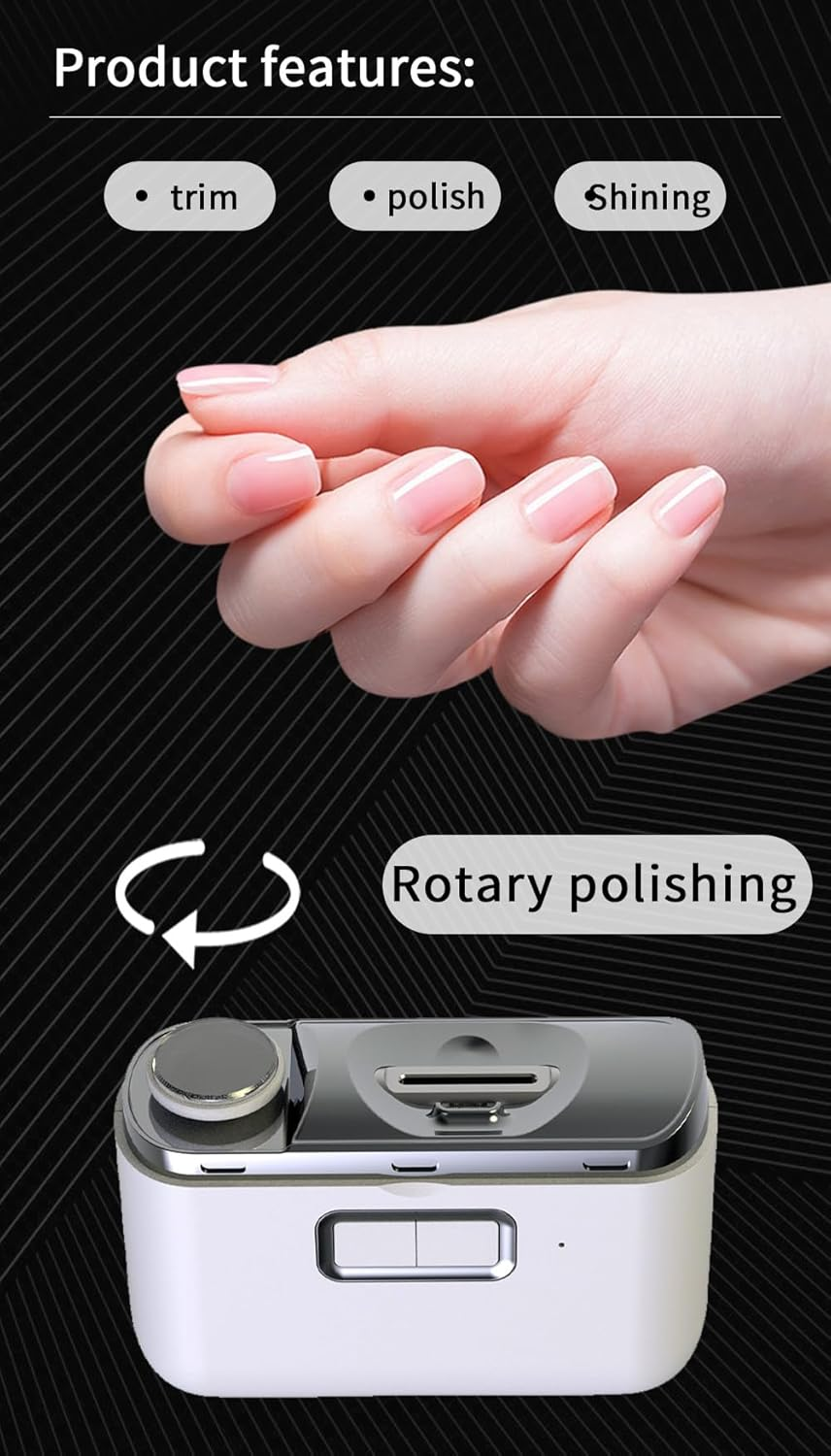 Electric Automatic Nail Clippers, 2-In-1 Nail Clippers and Files with Light, Nail Scraper Storage USB Charging Safety Nail Trimmer, Suitable for Infants and the Elderly image number 1