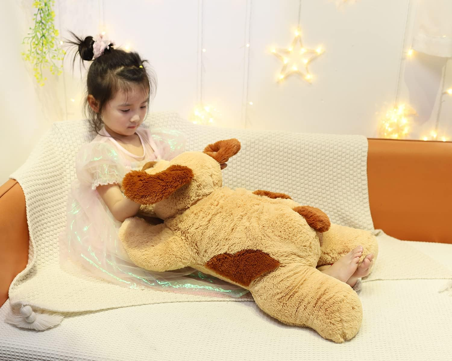 26.8 Inch 5 Lbs Dog Weighted Stuffed Animals for Anxiety and Stress Relief, Large Weighted Plush Animal, Cute Plush Toy Pillow, Gifts for Adults, Kids, Boys and Girls - Weighted Dog Light Brown image number 3