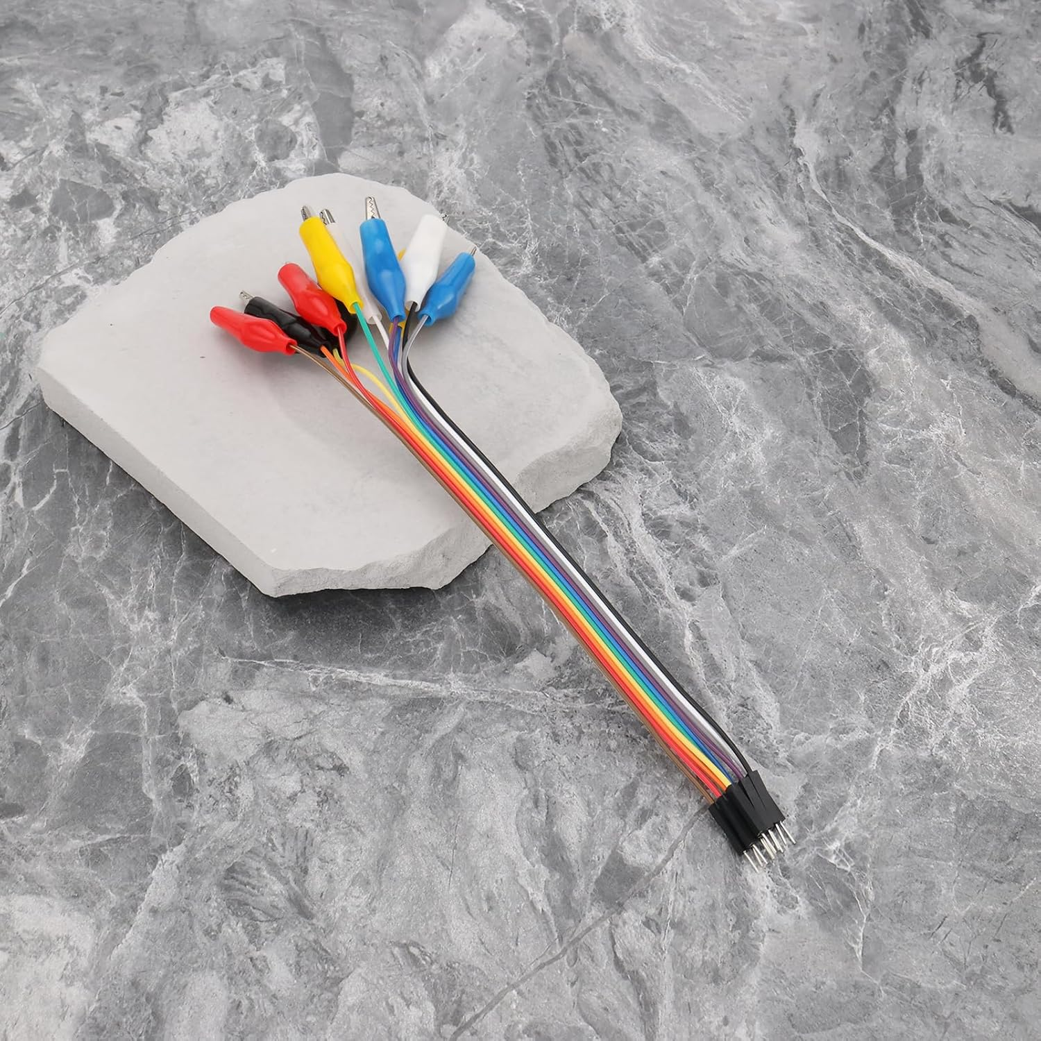 VGOL 4PCS Crocodile Clip D-Upont Cable Connector Socket 10 Pin Jumper Wire Male to Alligator Clip Wire Length 17.5Cm for Electronic Experiment image number 1