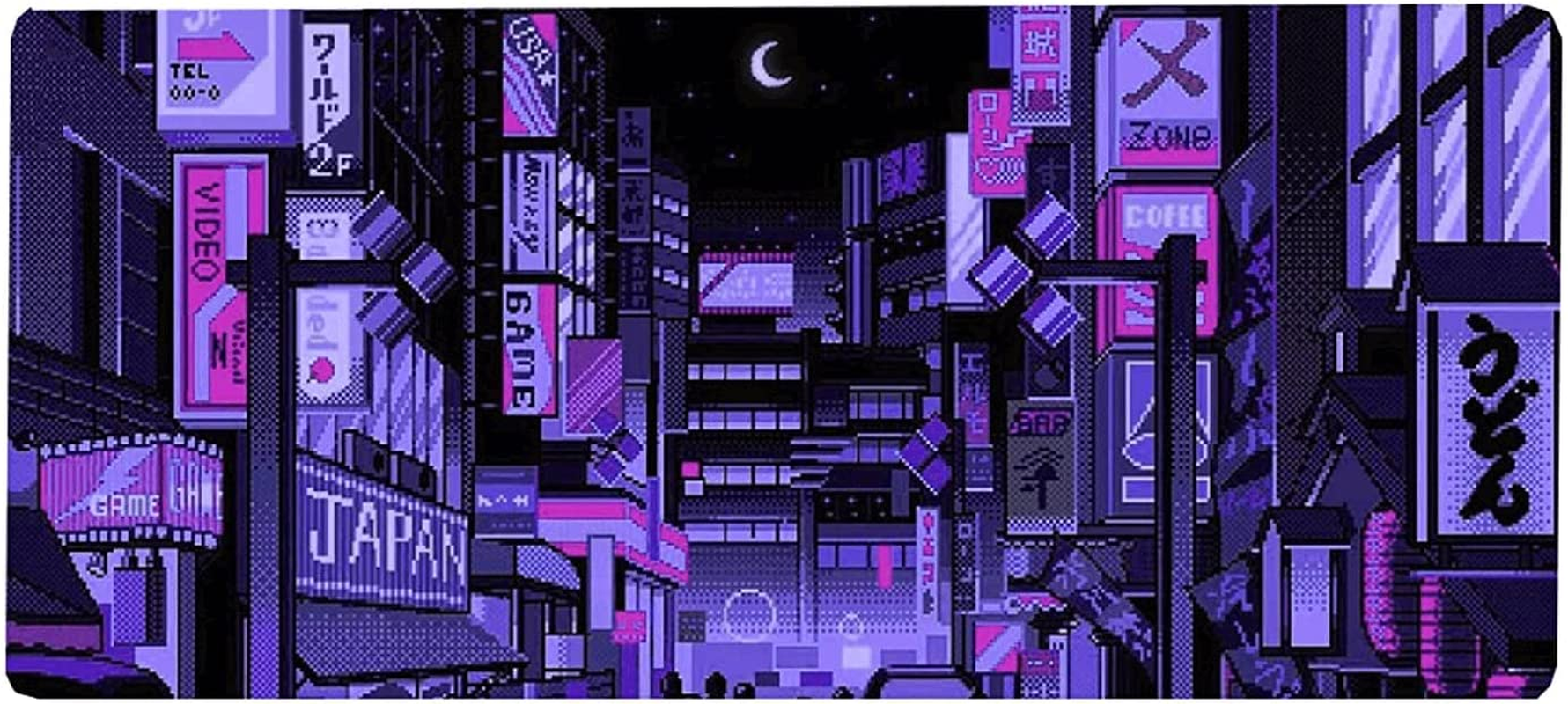 Dark Purple Japanese Anime Retro Vaporwave Mouse Mat Computer Lap Desk Anime Mouse Pad Kawaii Large Gaming Pad for Keyboard QDH image number 5