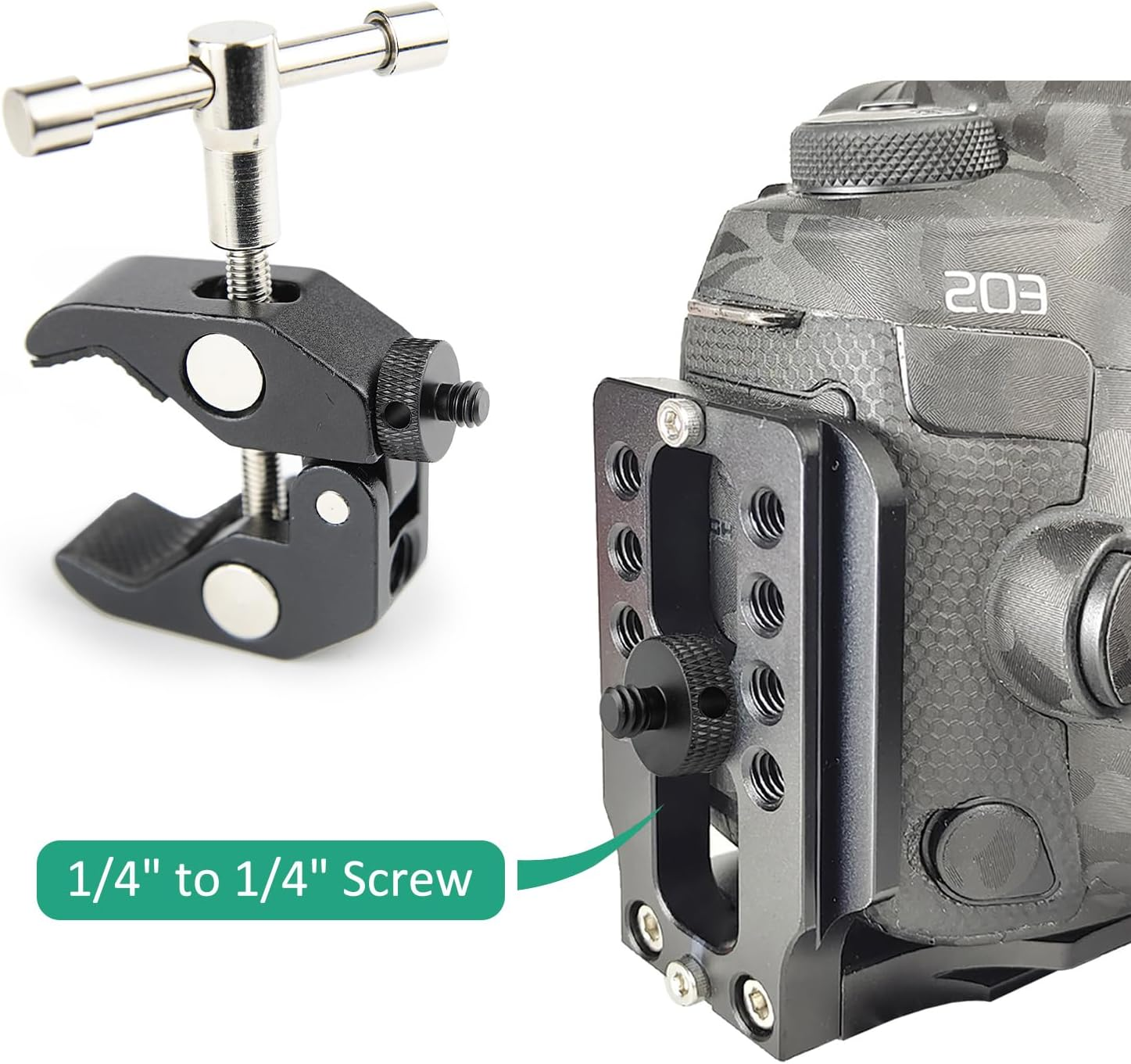 Rigych Camera Mount Screw 1/4" Male to 1/4" Male & 1/4" to 3/8" Tripod Screw Adapter with Hole 7 Pcs Set for Camera Tripod Mount Light Stand DSLR Equipped with Hex-L Key (Black) - Silver image number 3