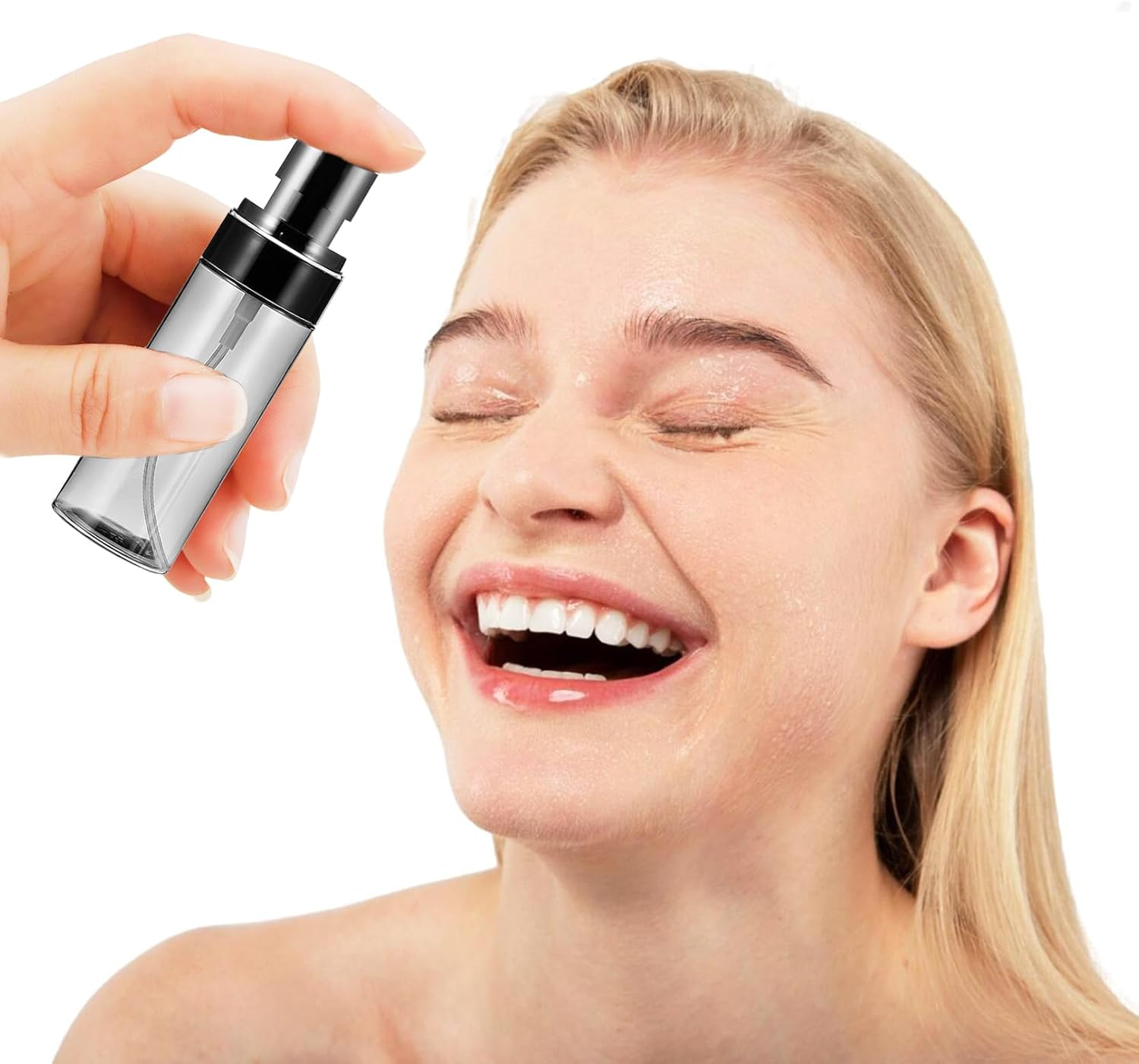 Pack of 2 60 Ml Transparent Black Spray Bottle, Small, Mini Spray Bottle, Pump Spray Bottle, Reusable, Small Spray Bottles for Filling, Spray Bottles Filling, for Perfume, Cleaning Agents image number 2