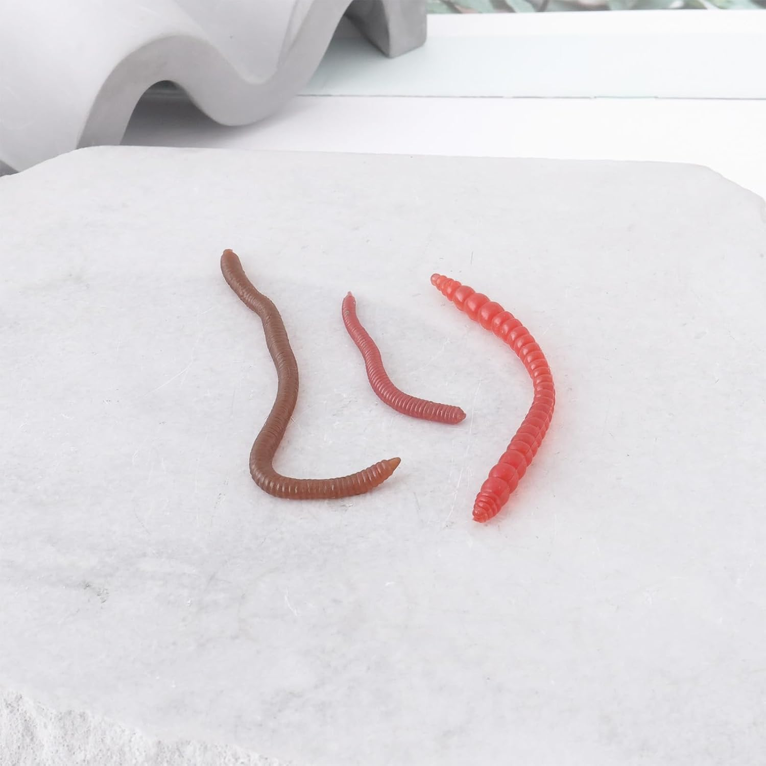 Briny River 90Pcs Realistic Worms Drop Shot Soft Worm Lures Soft Fishing Lure 30Pcs 4Cm Red Lures 30Pcs 6Cm Red Lures 30Pcs 8Cm Brown Lures Soft Plastic Worms Fishing Worms