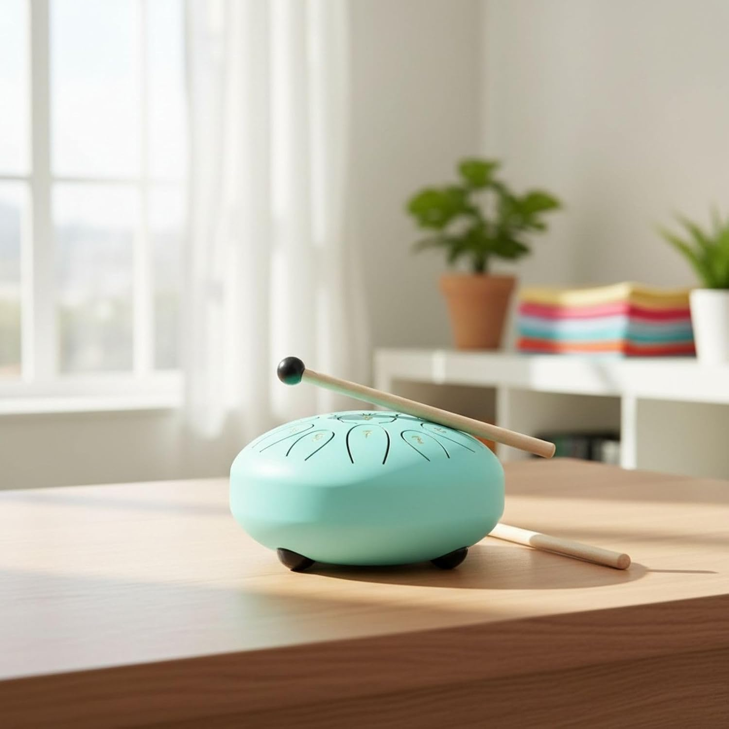 Musical Instruments Rain Drum - 7.09-Inch 11-Tone, Steel Tongue Drum Music Kit（Green） image number 6