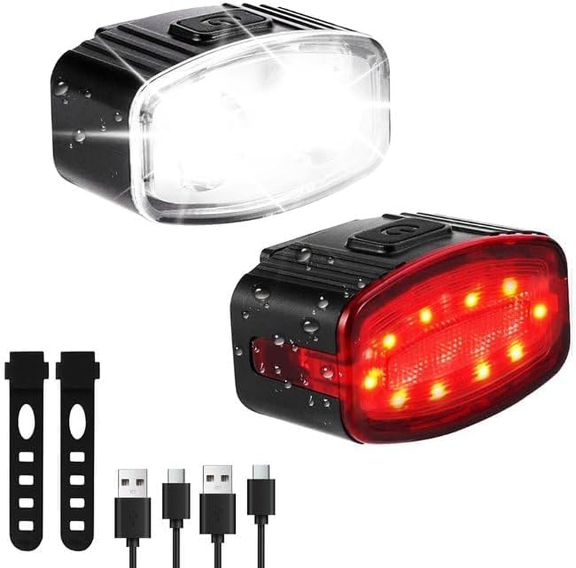 Bike Lights Set Ultra Bright, Bicycle Light Rechargeable Super Bright 6 Modes, IPX6 Waterproof Bike Lights for Night Riding/Cycling Safety, DIY 4X4 + 6X6 Lightning Modes Bike Headlight and Tail Light image number 5