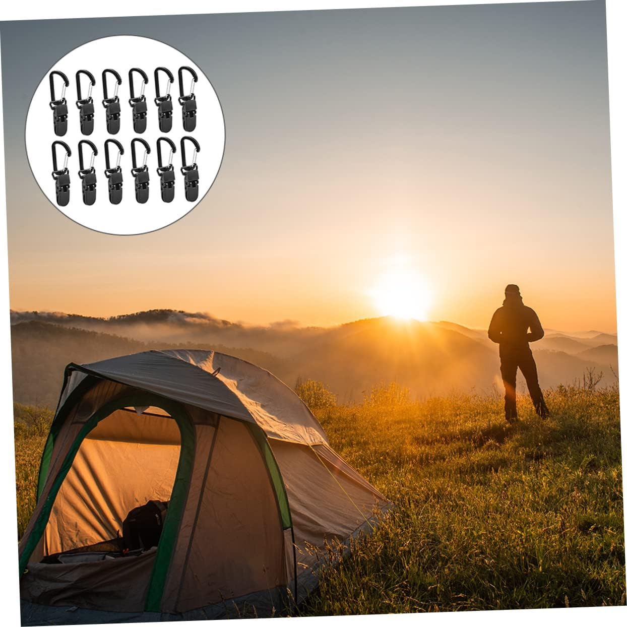 12 Pcs Heavy Duty Shade Sail Tarp Clips Secure Clamp Outdoor Camping Tent Hardware Kits for Canopy Awning Tarp Hold Down image number 5