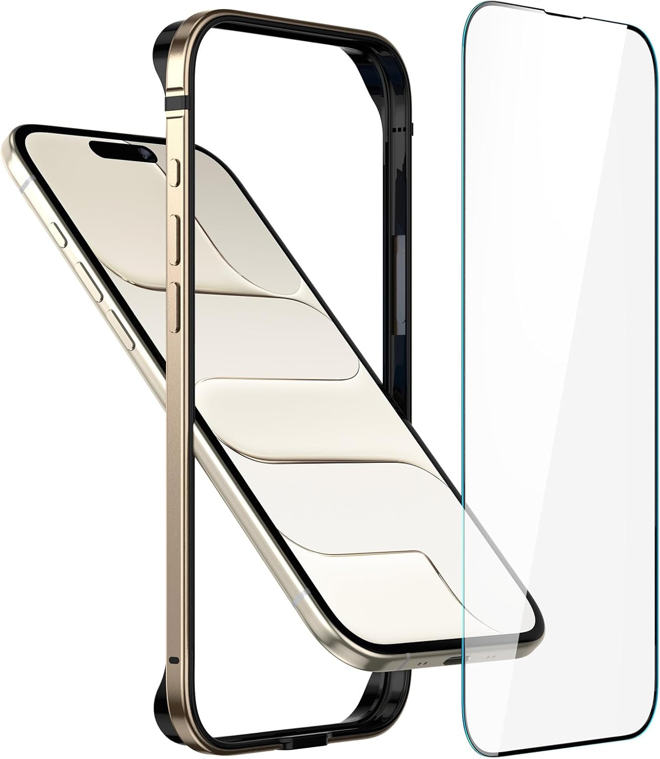 Metal Bumper Case for Iphone 17 Air, Aluminum Frame Slim Case [Soft Silicone Inner Bumper][Raised Edge Protection] HD Tempered Glass Screen Protector Cover for Iphone 17 Air Blue