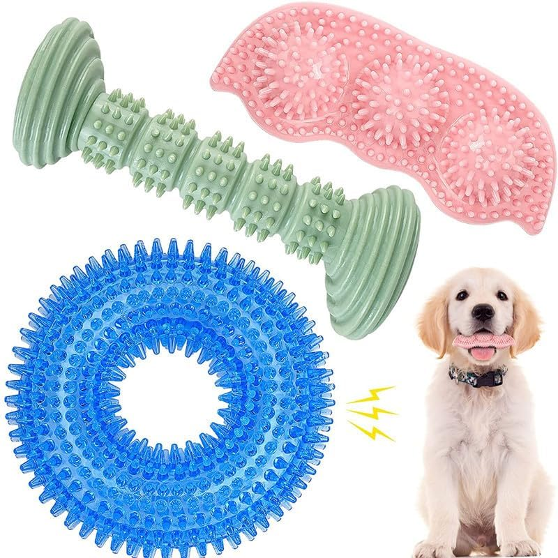 3 Pack Dog Chew Squeak Toys 2-8 Months Puppy Teething Toys Suitable for Small and Medium Dogs Soft and Durable Dog Chew Toys Clean Teeth and Protect Oral Health image number 4
