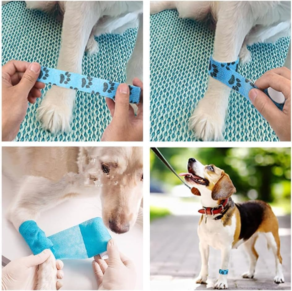 Mumoo Bear Pet Self Adhesive Bandage, Wanfoou 6 Rolls Self Adhering Bandage, Vet Wrap Bulk,Waterproof Self Adherent for Dog, Horse, Pet and Others image number 2