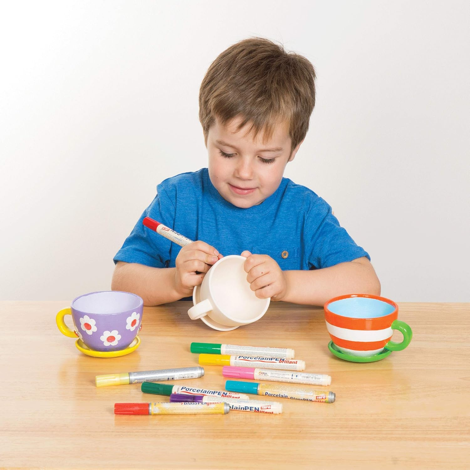 Baker Ross AC624 Ceramic Flower Pots Cup & Saucer (Pack of 2), 12 Cm X 10 Cm X 14.3 Cm, Ceramic image number 2