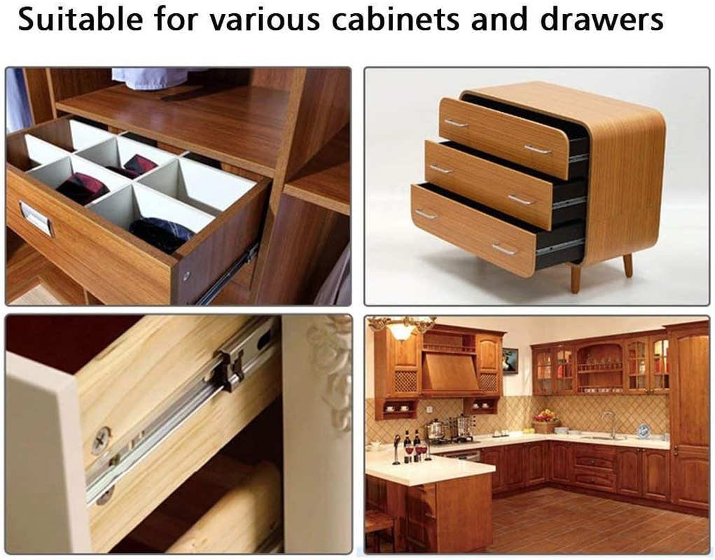 Drawer Slides, URBEST 8 Inch Full Extension 3 Section Ball Bearing Side Mounted Drawer Slider for Cabinet Kitchen image number 3