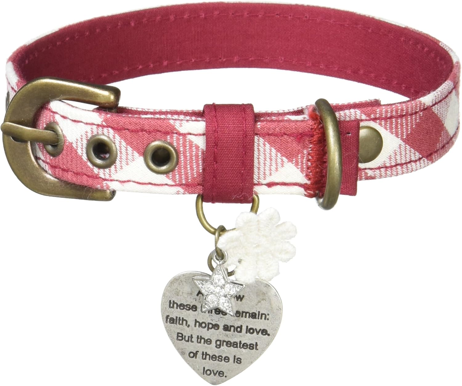 Zaya Dog ZD10009-3 Collar, Gingham Heart, L, Red