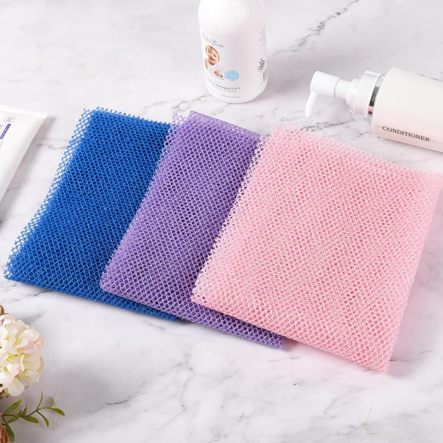 4 Pcs African Exfoliating Net,African Net, 80&times;30Cm African Net Bathing Sponge, Nylon Back Bathing Accessories, Deep Cleaning African Exfoliating Sponge for Men and Women (Multicolour) image number 4