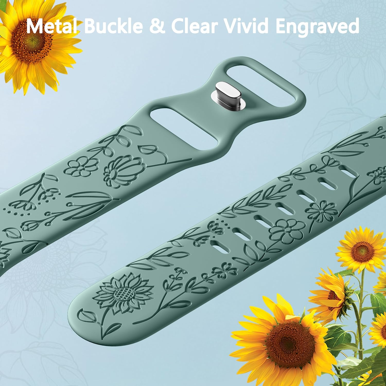 6 Pack Floral Engraved Bands Compatible with Apple Watch Band 40Mm 38Mm 41Mm 42Mm 44Mm 45Mm 49Mm Women, Silicone Soft Cute Flower Pattern Strap for Iwatch Series Ultra Ultra 2 SE 9 8 7 6 5 4 3 2 1 image number 4