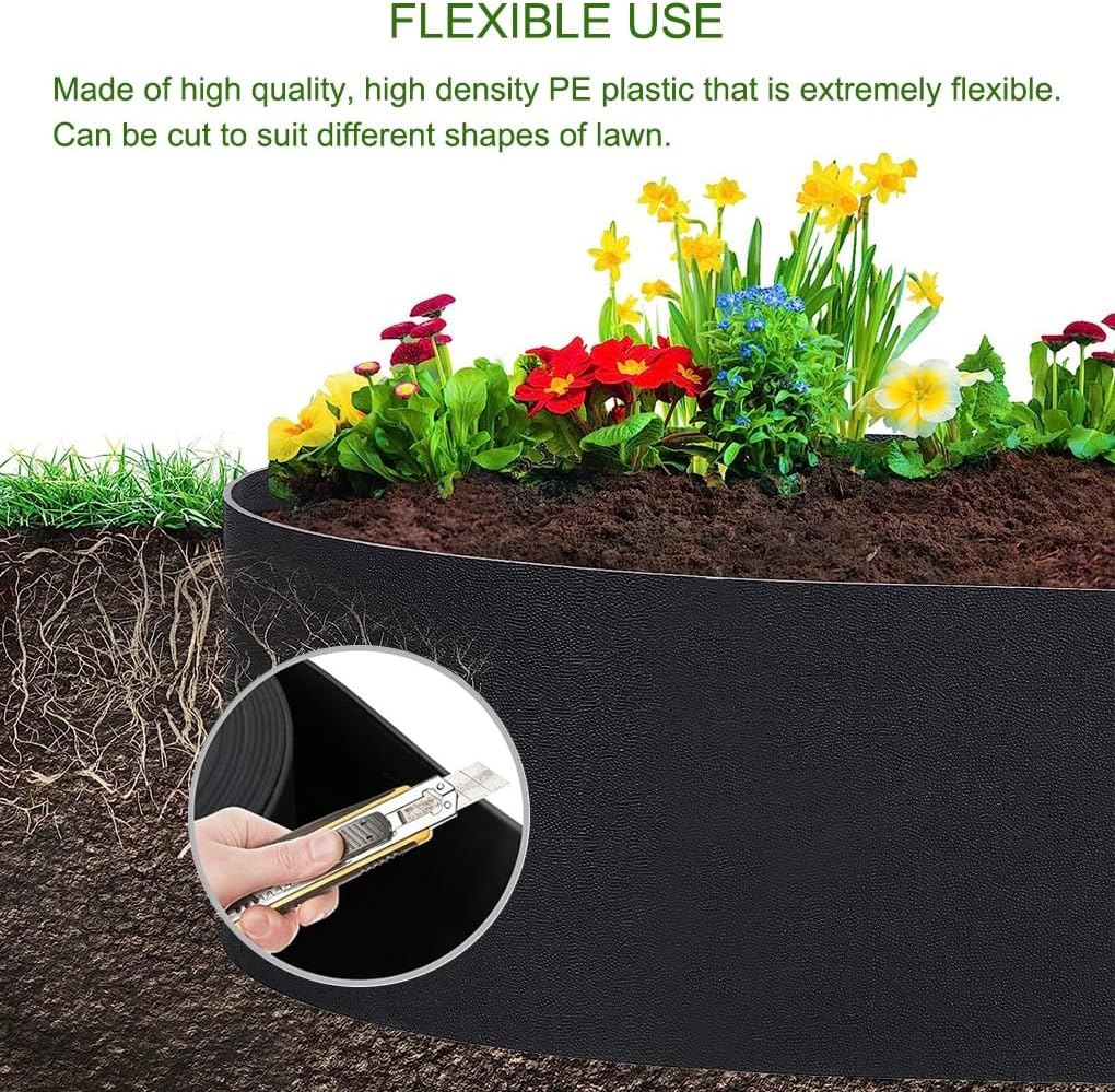 Poly Garden Edging, 15Cm * 10M No Dig Flexible Plastics Landscape Fabric, Edging & Fencing Decorative Landscape Border, 3Mm Width (Green) image number 1