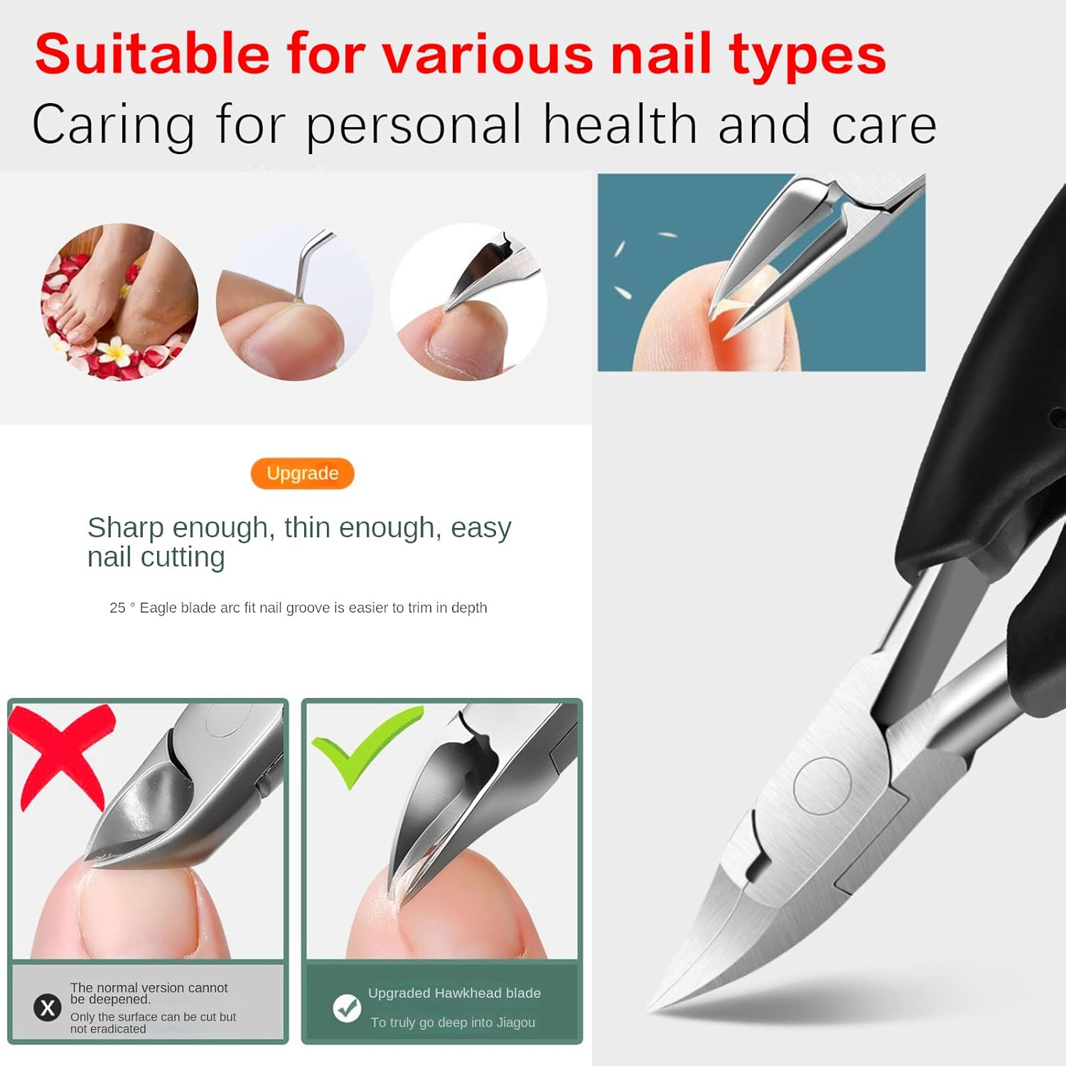 Manicure Set, Nail Clippers, Nail Scissors, Nail File, Cuticle Remover, Cuticle Scissors, Nail Set, Cuticle Nippers, Ingrown Toenails, Set of 4 image number 3