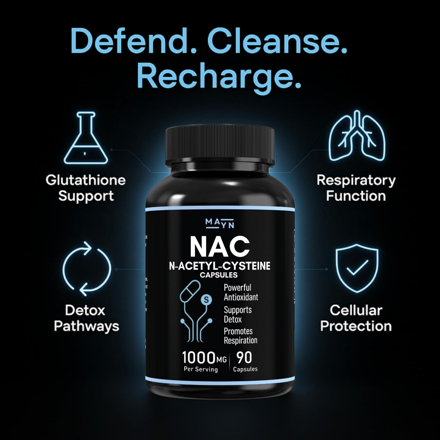 N-Acetyl-Cysteine NAC 1000Mg &ndash; Vegan Capsules | High Strength | Non-Gmo, Gluten-Free, No Fillers | Dietary Supplement by MAYN image number 4