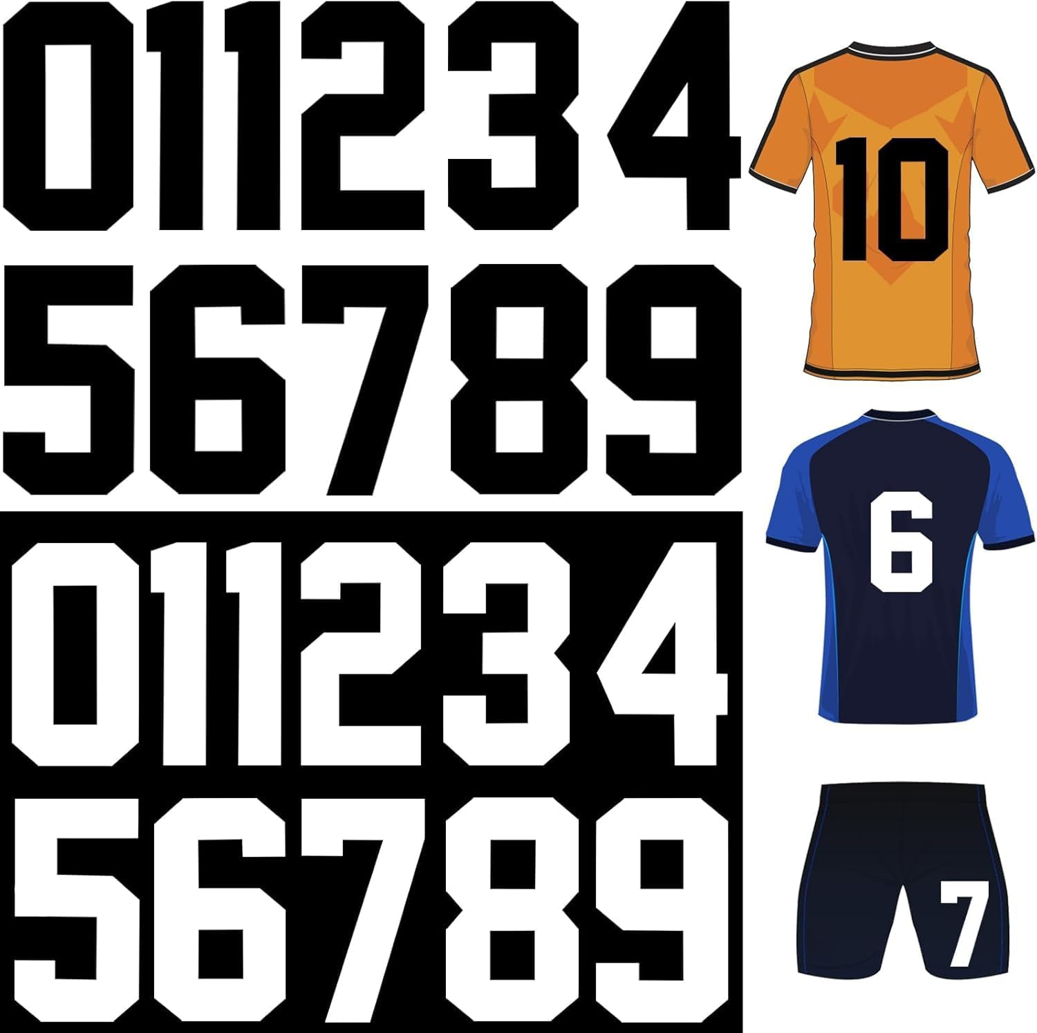 OSYLICT 22PCS Iron on Numbers T Shirt Heat Transfer 0 to 9 Jersey Numbers,8 Inch Tear-Proof Washable Number for Team Uniform Sports image number 4
